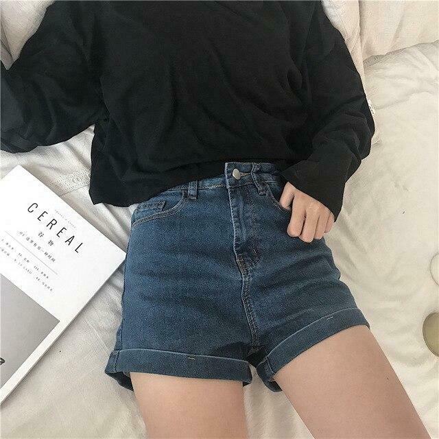 Y2K High Waist Denim Blue Jean Shorts - Vintage Aesthetic Fashion for Women