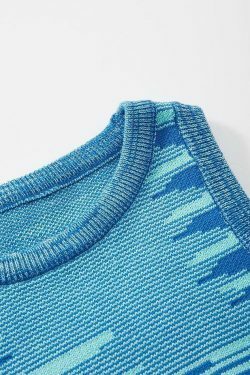 Y2K Jacquard Cropped Knit Tank: Coquette Grunge Aesthetic, Cute Tops