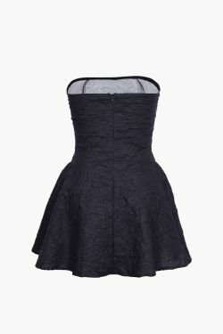 Y2K Jacquard Ruffle Hem Mini Dress: Coquette Aesthetic Strapless Outfit