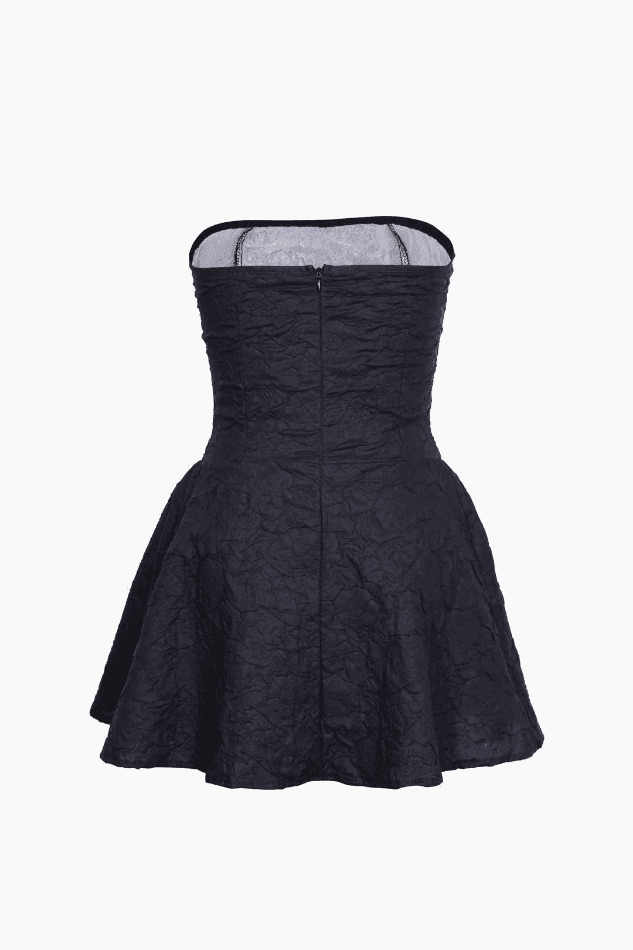Y2K Jacquard Ruffle Hem Mini Dress: Coquette Aesthetic Strapless Outfit