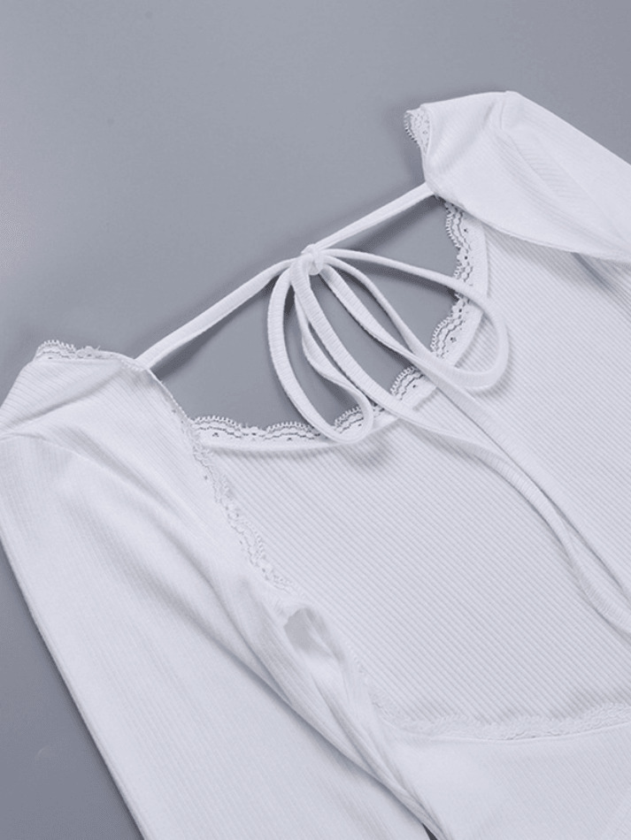 Y2K Lace-Up Backless Crop Knit Top - Coquette Aesthetic, Grunge Style, Cute Tops