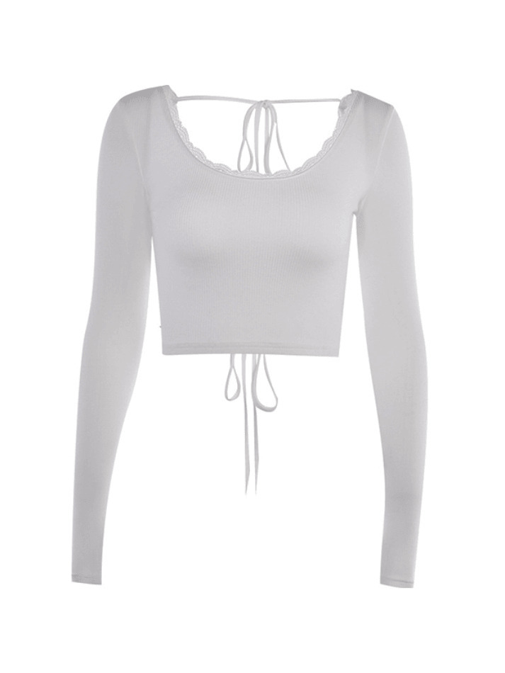 Y2K Lace-Up Backless Crop Knit Top - Coquette Aesthetic, Grunge Style, Cute Tops