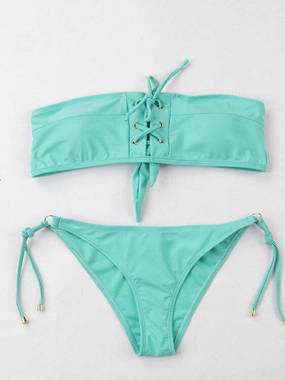 Y2K Lace-Up Bikini Set: Coquette Aesthetic, Grunge Style, Pastel Goth, Cargo Skirt, Old Money, Pre