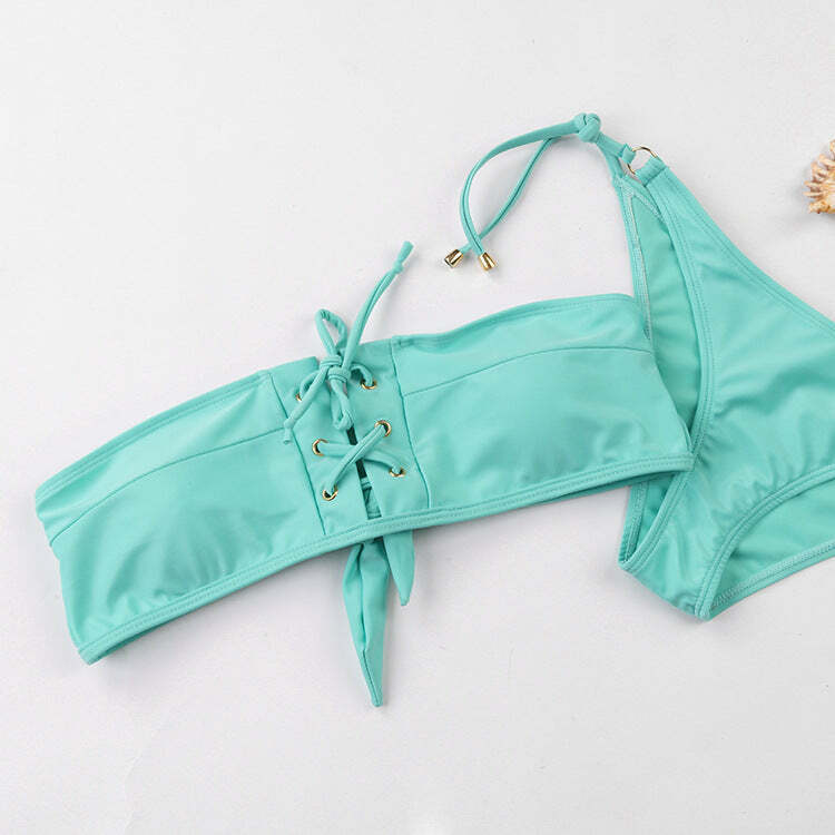 Y2K Lace-Up Bikini Set: Coquette Aesthetic, Grunge Style, Pastel Goth, Cargo Skirt, Old Money, Pre
