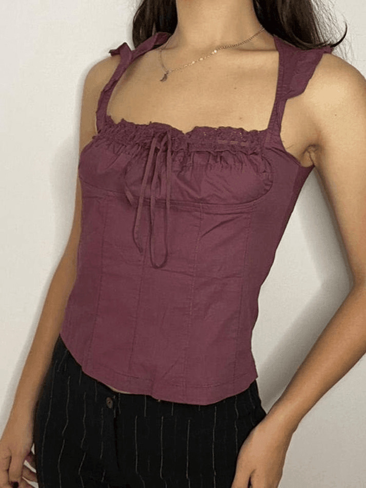 Y2K Lace-Up Corset Top: Coquette Aesthetic Flutter Sleeve Fashion Statement