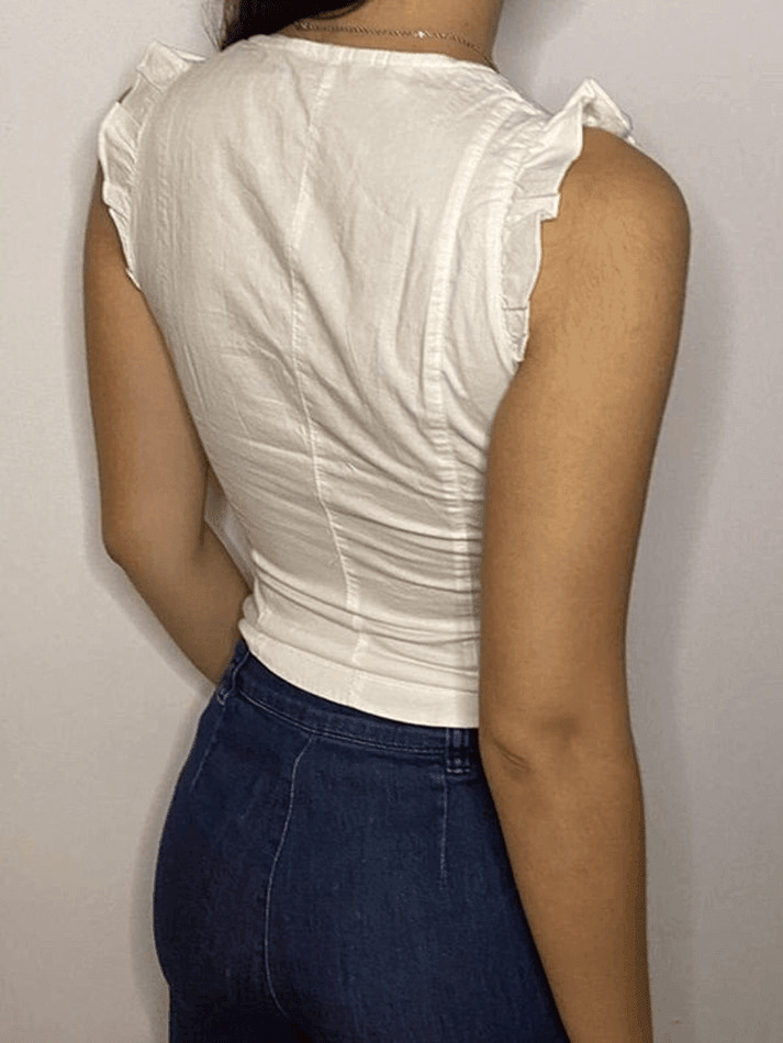 Y2K Lace-Up Corset Top: Coquette Aesthetic Flutter Sleeve Fashion Statement