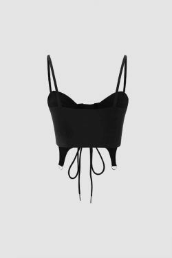 Y2K Lace-Up Garter Cami: Coquette Aesthetic Grunge Style Cute Top for Women