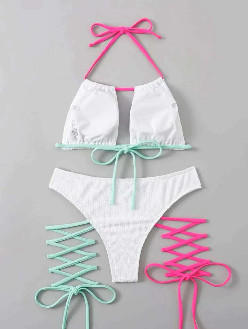 Y2K Lace-Up Split Bikini - Coquette Aesthetic Grunge Style - Sexy Women's Fashion