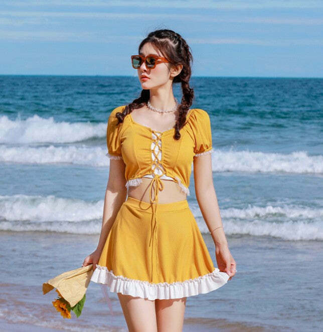 Y2K Lace-Up Two-Piece Swimsuit: Sexy Backless Design, Perfect for Niche Women's Fashion
