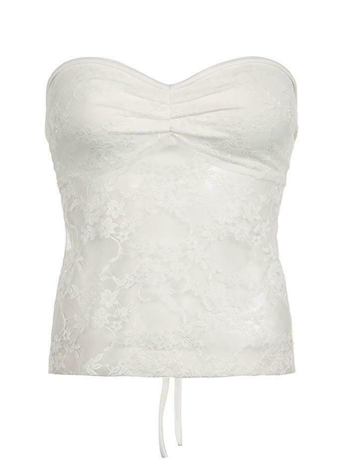 Y2K Lace Backless Bandeau Top: Coquette Aesthetic, Grunge Style, Cute Tops, Pastel Goth, Cargo Skirt