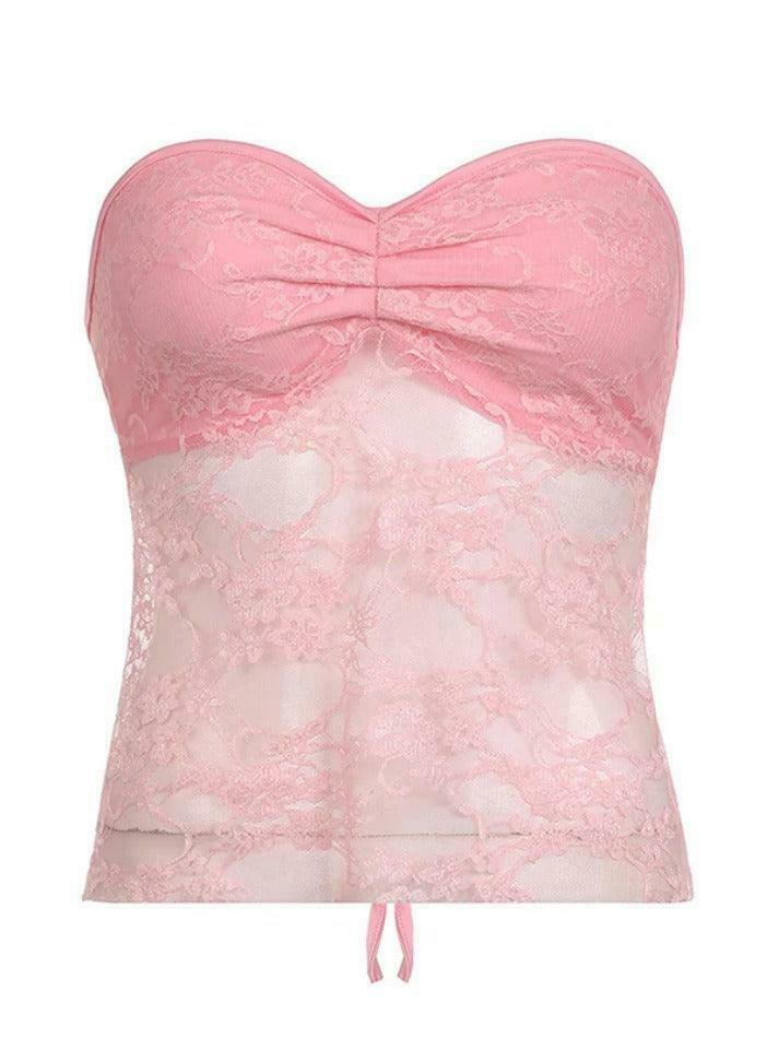 Y2K Lace Backless Bandeau Top: Coquette Aesthetic, Grunge Style, Cute Tops, Pastel Goth, Cargo Skirt
