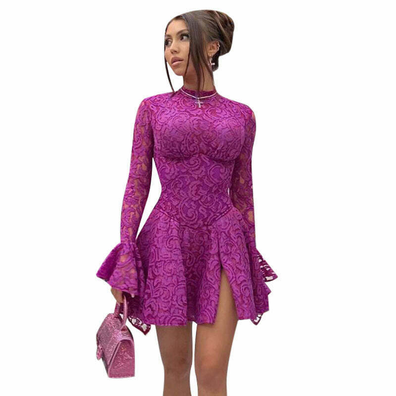 Y2K Lace Backless Dress: Coquette Aesthetic Slim Fit Party Outfit