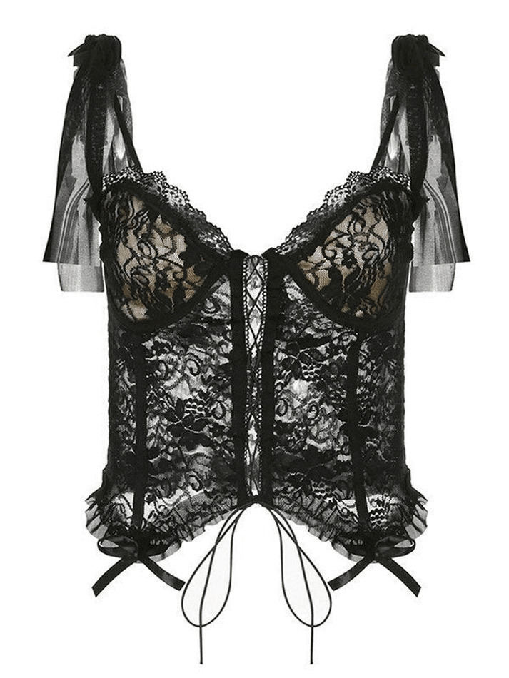 Y2K Lace Corset Top: Coquette Aesthetic with Grunge Style, Pastel Goth Vibes, and Vintage Flair