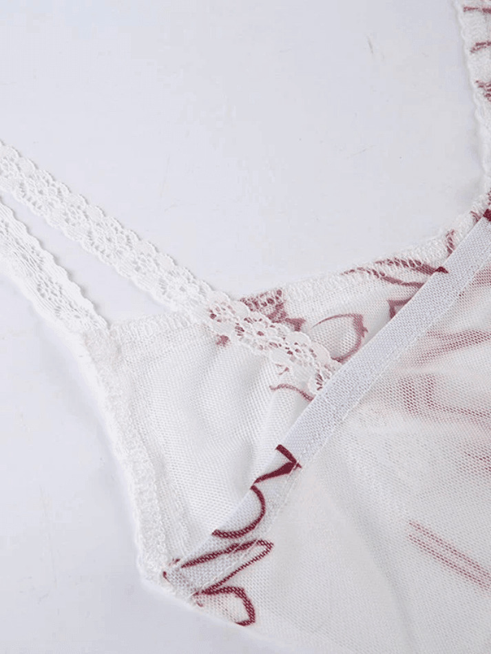 Y2K Lace Mesh Cami Top: Coquette Aesthetic, Grunge Style, Cute Pastel Goth Fashion