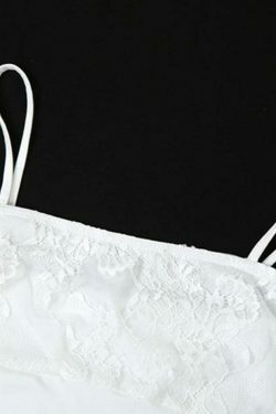 Y2K Lace Splice Ruffled Hem Cami Top - Coquette Aesthetic, Grunge Style, Cute Tops