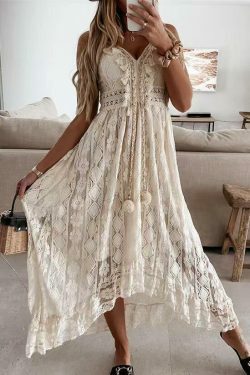 Y2K Lace Suspender White Midi Dress - Coquette Aesthetic Fashion for Women - Grunge Style Outfit