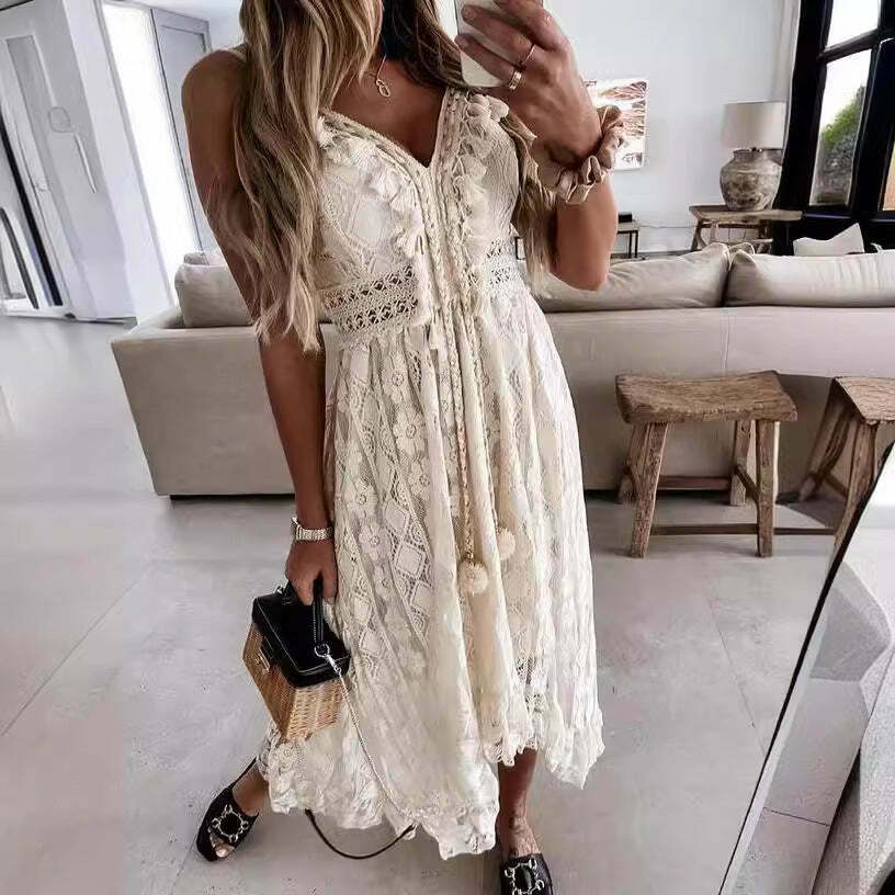 Y2K Lace Suspender White Midi Dress - Coquette Aesthetic Fashion for Women - Grunge Style Outfit