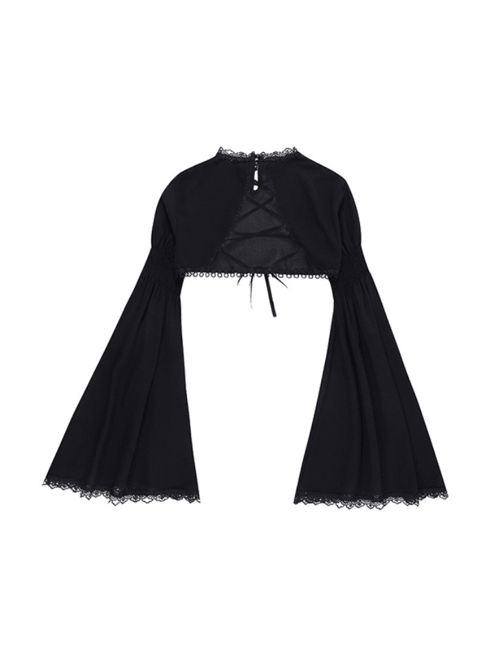 Y2K Lace Tie-Up Smock Long Sleeve Tee: Coquette Aesthetic, Grunge Style, Cute Tops