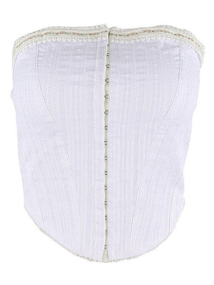 Y2K Lace Trim Corset Top: Coquette Aesthetic, Grunge Style, Cute Pastel Goth Fashion