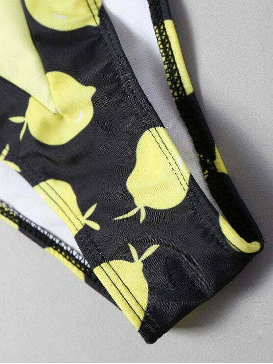 Y2K Lemon Print String Bikini Set - Coquette Aesthetic Swimwear for Women