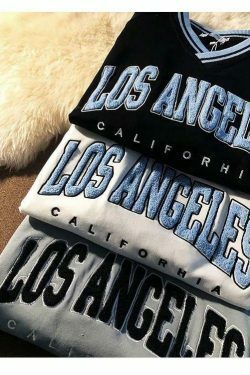Y2K Los Angeles Sweatshirt - Coquette Grunge Aesthetic Cute Tops Pastel Goth