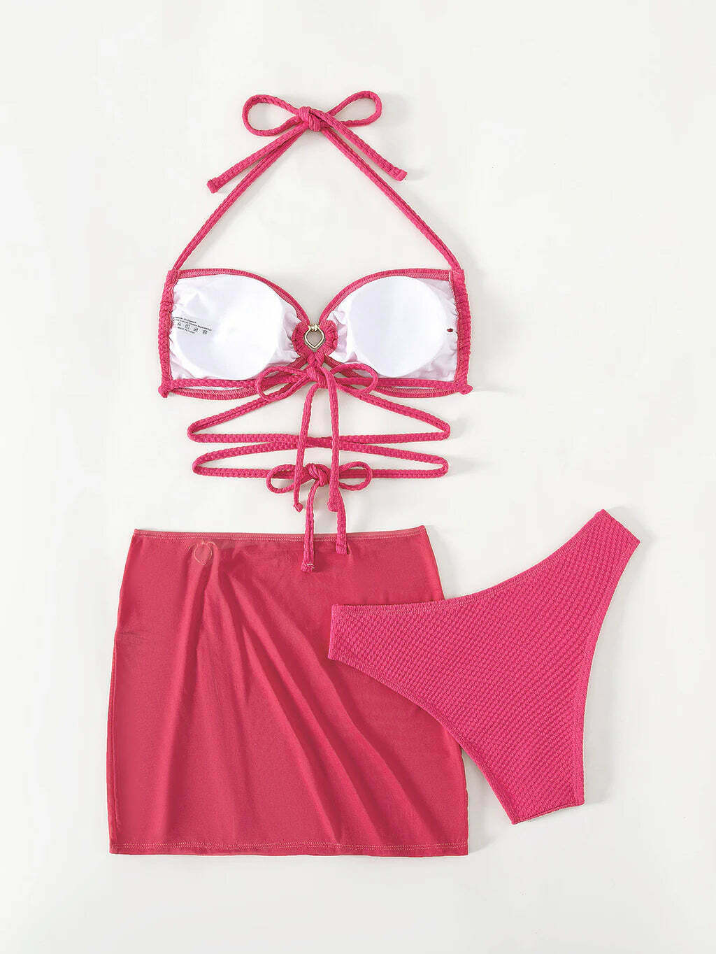 Y2K Love Heart Jewelry Three-Piece Swimsuit Bikini - Niche Women's Fashion