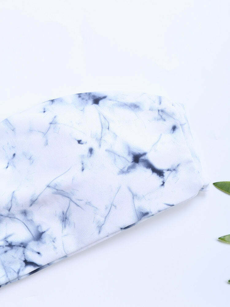 Y2K Marble Swimsuit: Soft Backless Bikinis with Single Strap - Niche Women Fashion