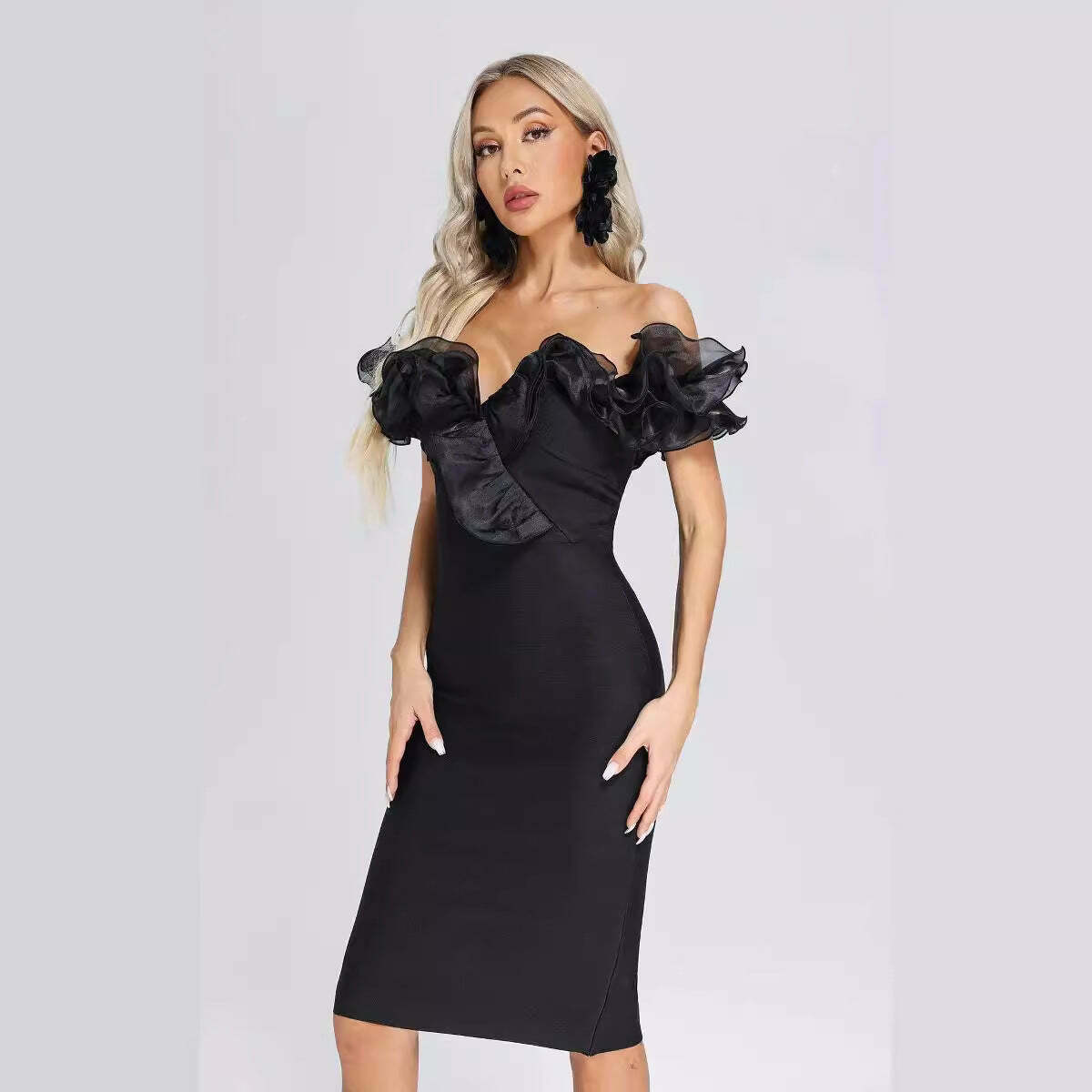 Y2K Mesh Black Bandage Dress - Coquette Aesthetic Strapless Outfit for Women