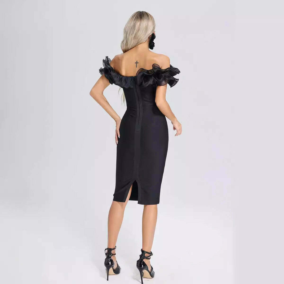 Y2K Mesh Black Bandage Dress - Coquette Aesthetic Strapless Outfit for Women