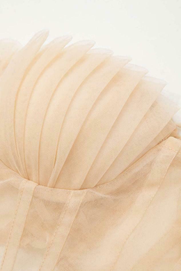 Y2K Mesh Corset Strapless Top with Tie-Back Detail