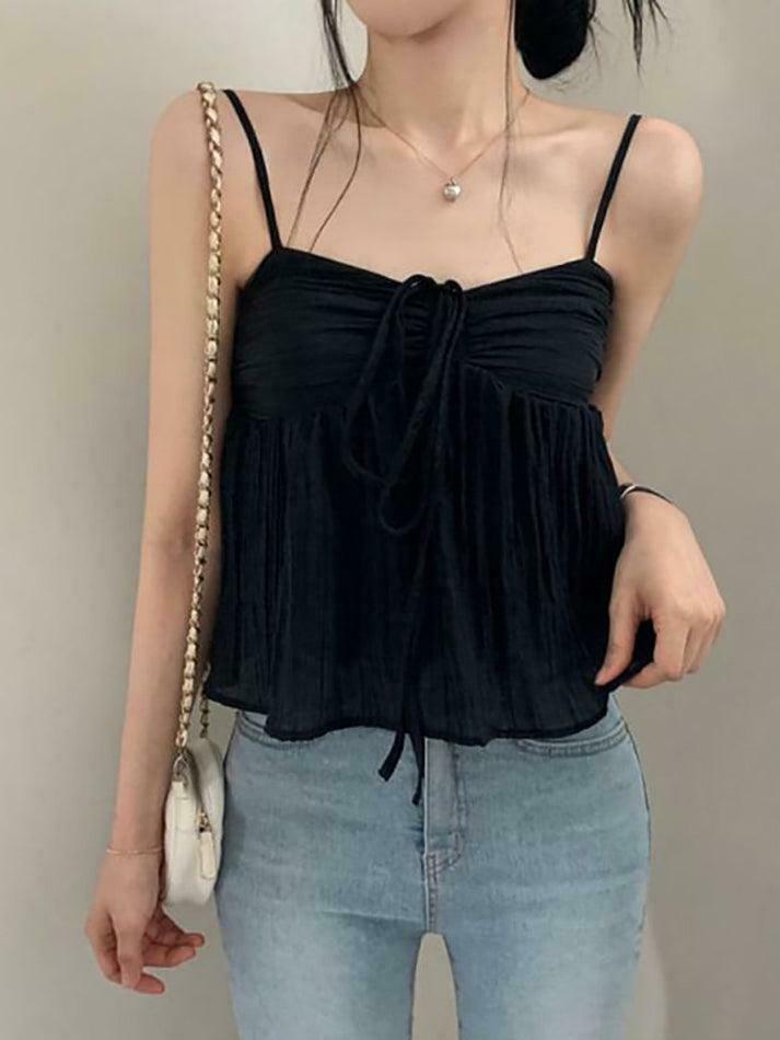 Y2K Mesh Crop Top: Tie-Front Ruched, Coquette Aesthetic, Grunge Style, Cute Pastel Goth Outfit