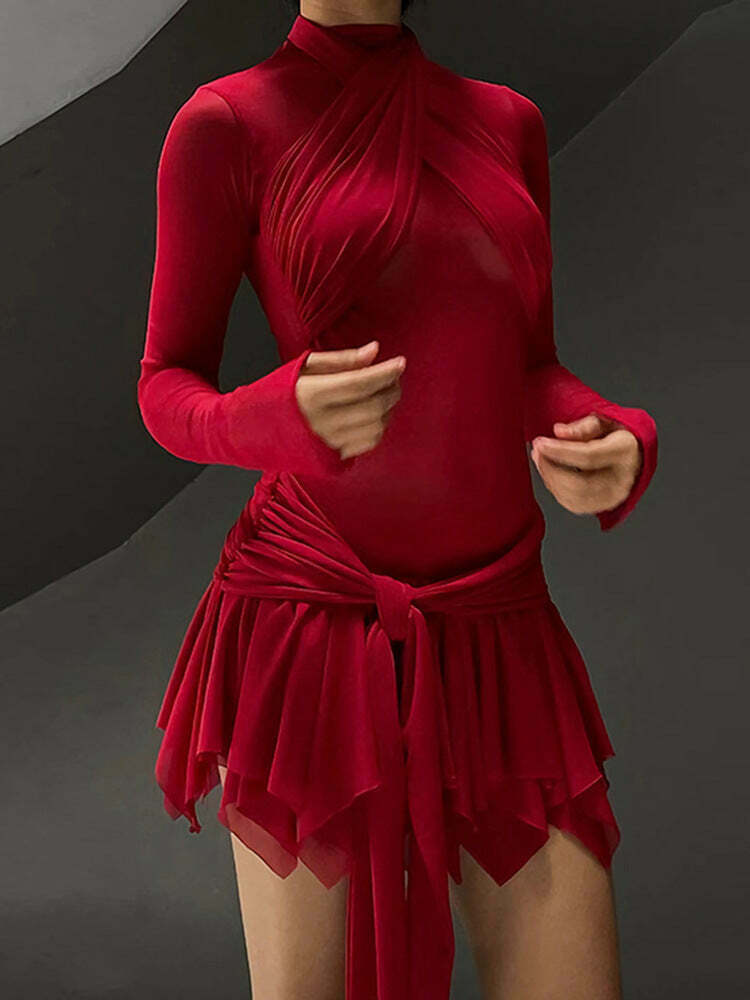Y2K Mesh Dress: Coquette Aesthetic, Grunge Style, Pastel Goth - Women's Niche Fashion