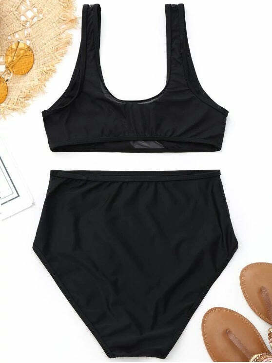 Y2K Mesh Insert High Waisted Sports Bikini - Coquette Aesthetic Swimsuit