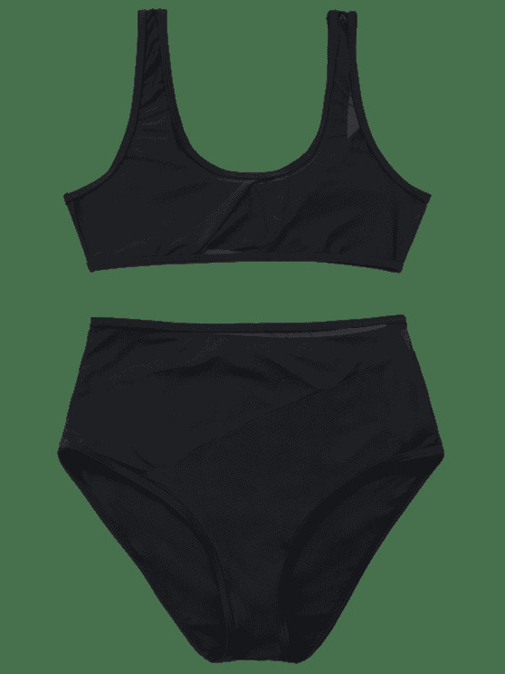 Y2K Mesh Insert High Waisted Sports Bikini - Coquette Aesthetic Swimsuit