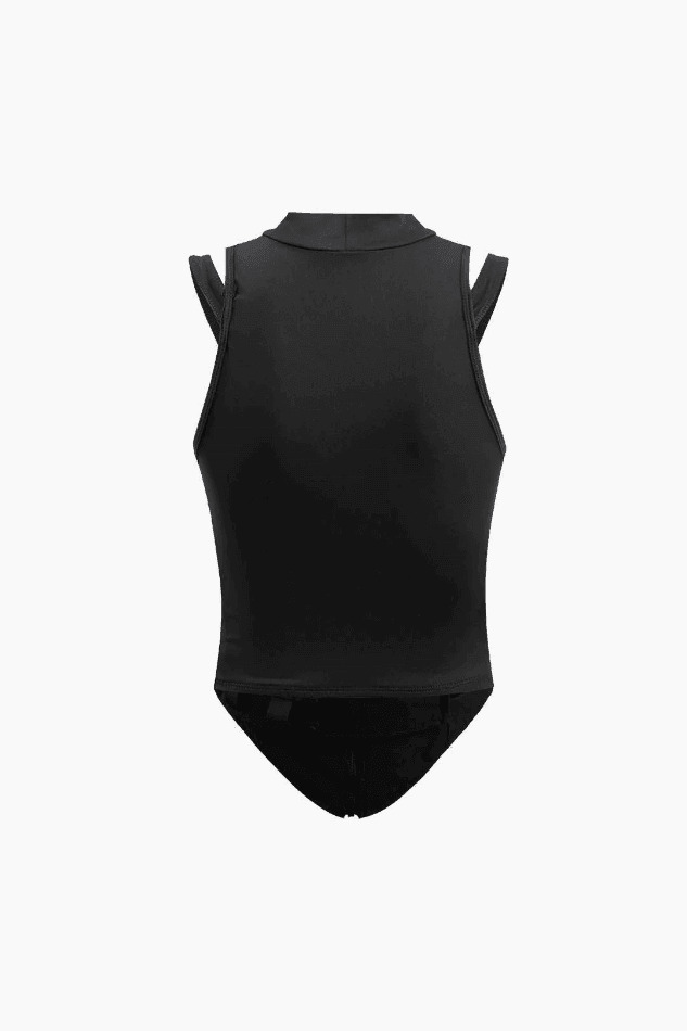Y2K Mesh Panel Belted Tank Top: Coquette Aesthetic with Grunge & Pastel Goth Vibes