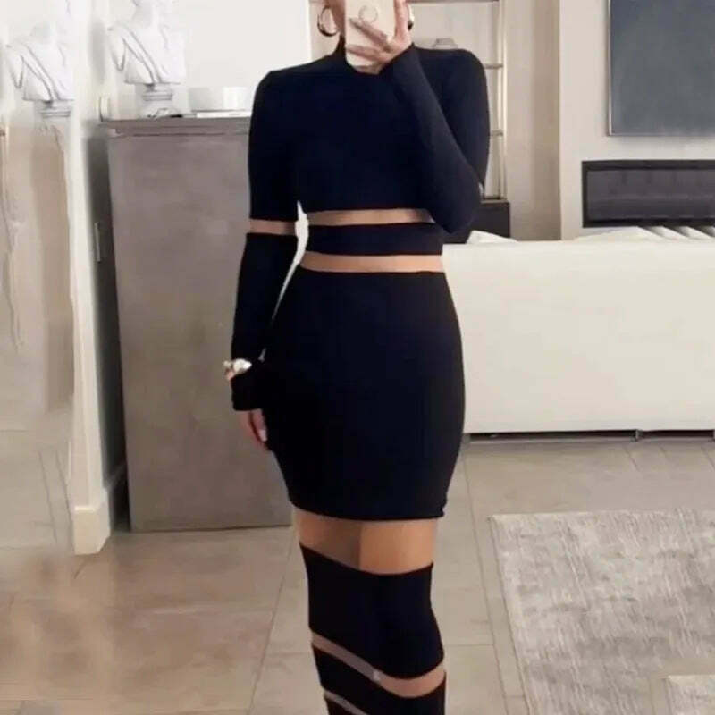 Y2K Mesh Stitching Sexy Long Dress - Coquette Grunge Pastel Goth Preppy