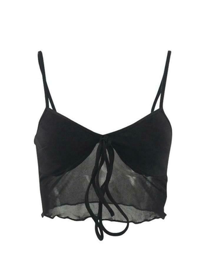 Y2K Mesh Tank: Coquette Aesthetic, Grunge Style, Cute Tops, Pastel Goth