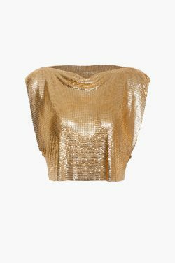 Y2K Metallic Glitter Tank Top - Coquette Aesthetic, Grunge Style, Cute Tops, Pastel Goth