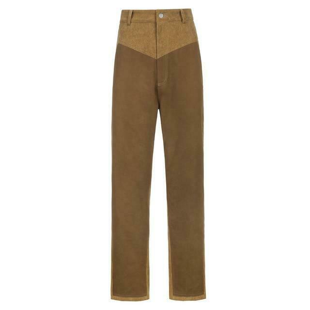 Y2K Patched Corduroy High Waisted Pants - Coquette Aesthetic Grunge Style Cargo Skirt