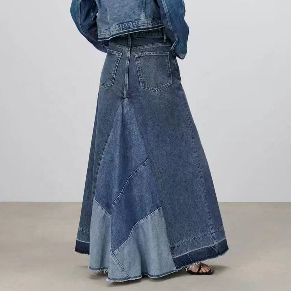 Y2K Patchwork Denim Skirt: Coquette Aesthetic Grunge Style - Cute Cargo Skirt for Women