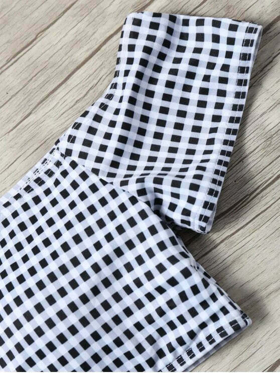 Y2K Plaid Bikini Set: Trendy Off-Shoulder Style for Women's Fashion