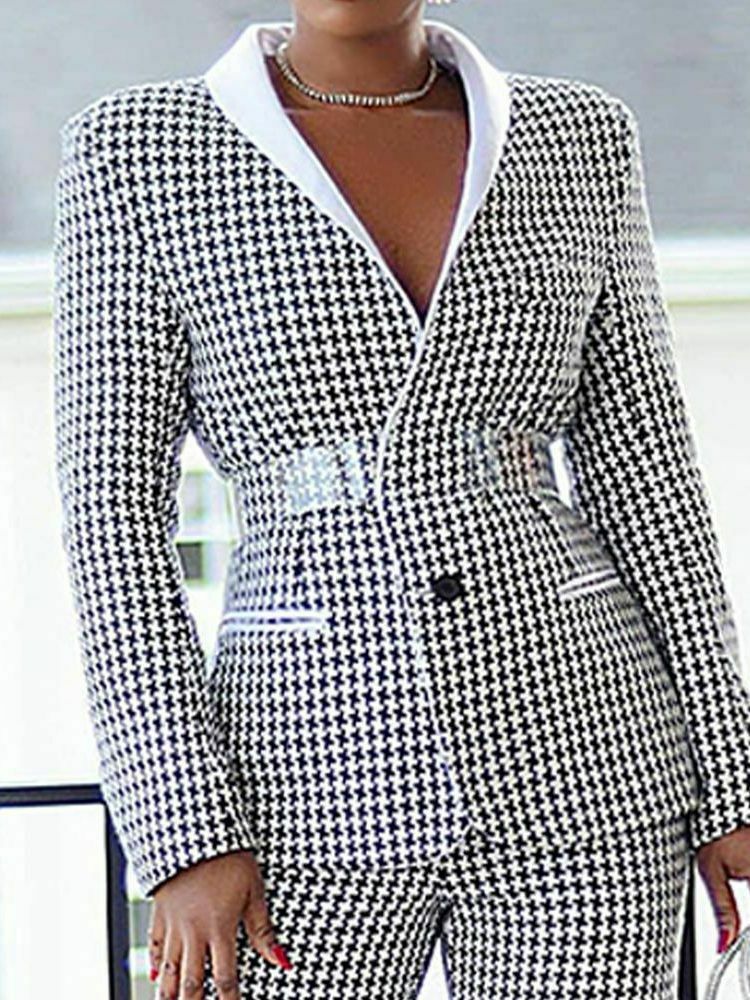 Y2K Plaid Casual Blazer Suit for Women - Coquette Aesthetic Grunge Style