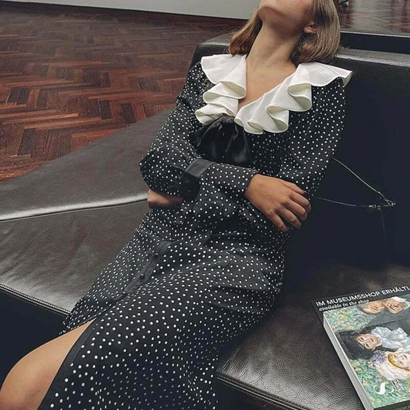 Y2K Polka Dotted Bodycon Dress: Coquette Aesthetic - Grunge Style,