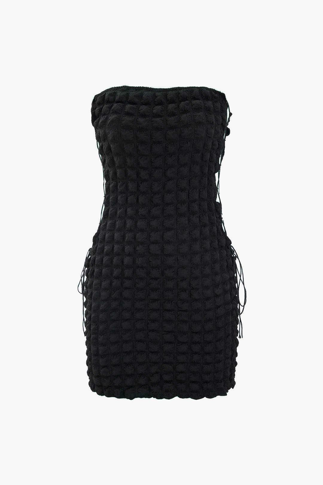 Y2K Popcorn Textured Mini Dress - Coquette Aesthetic, Grunge Style, Cute Tops