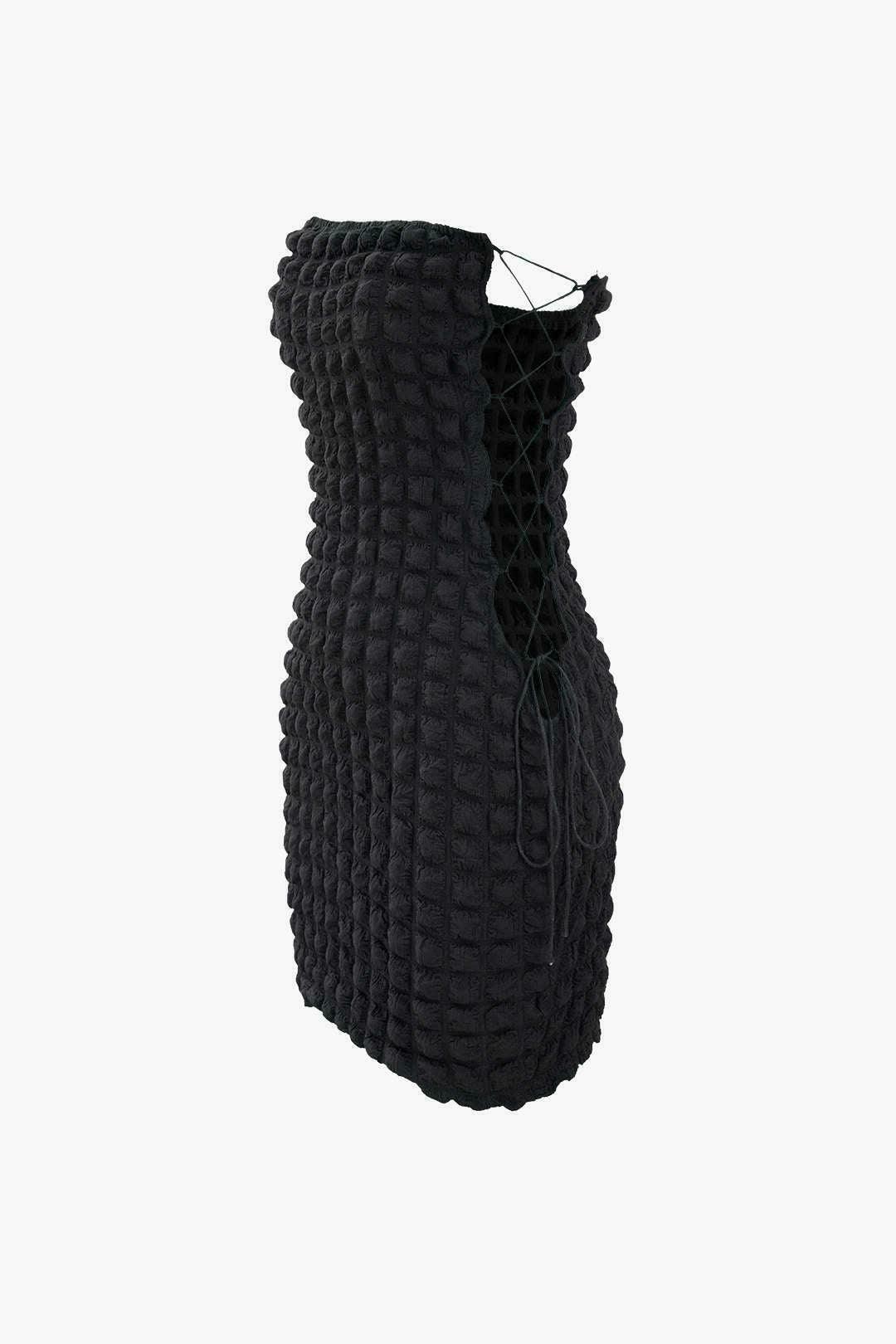 Y2K Popcorn Textured Mini Dress - Coquette Aesthetic, Grunge Style, Cute Tops