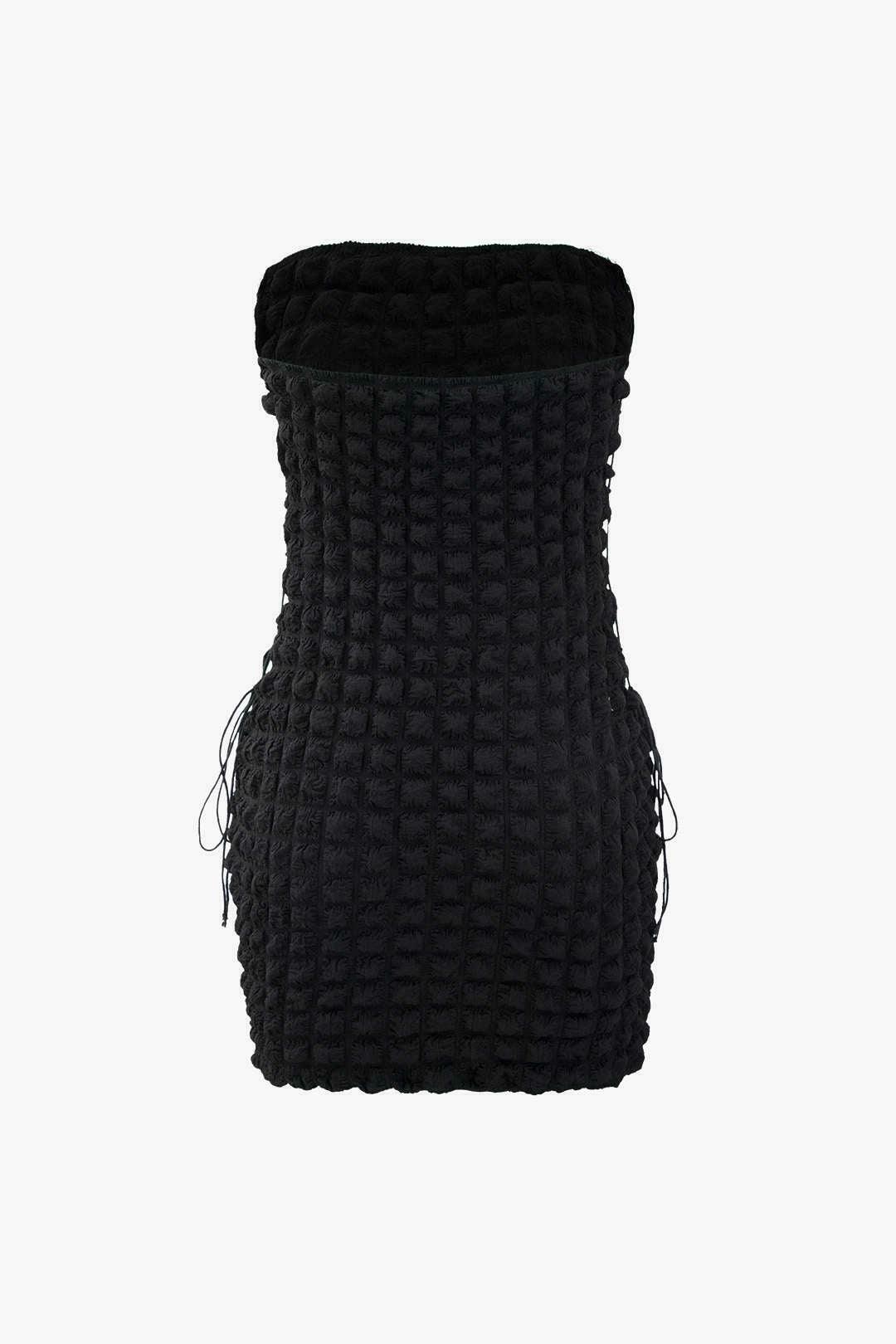 Y2K Popcorn Textured Mini Dress - Coquette Aesthetic, Grunge Style, Cute Tops