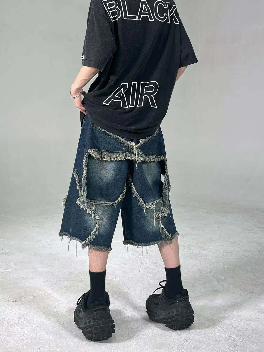 Y2K Raw Hem Star Jorts: Coquette Aesthetic Grunge Style Cargo Skirt