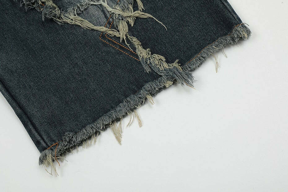 Y2K Raw Hem Star Jorts: Coquette Aesthetic Grunge Style Cargo Skirt