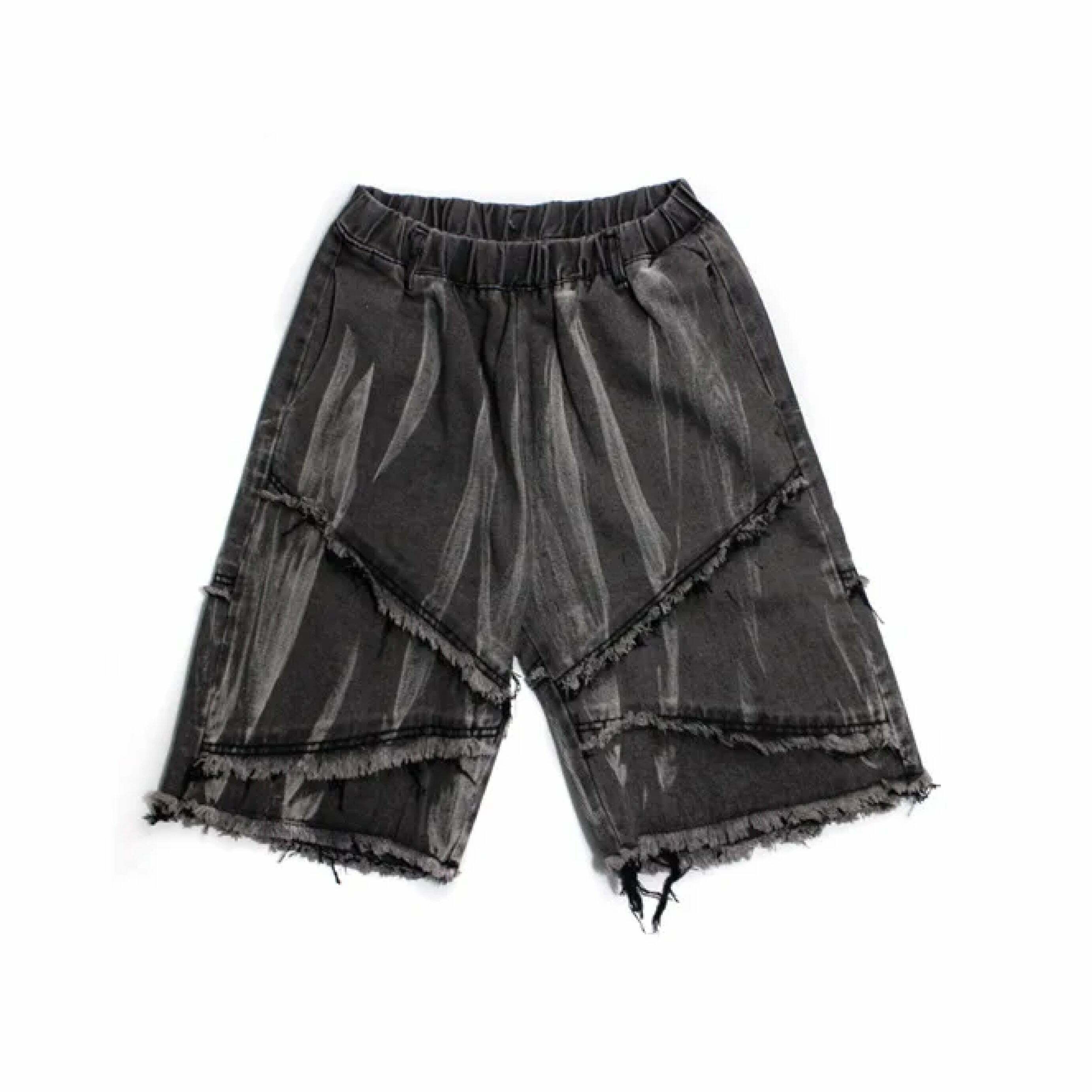 Y2K Rebellion Frayed Denim Shorts - Coquette Aesthetic Grunge Style Cargo Skirt