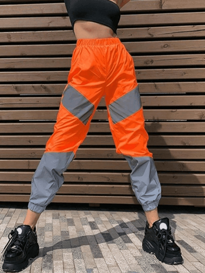 Y2K Reflective Jogger Pants: Coquette Aesthetic Grunge Style Cargo Skirt